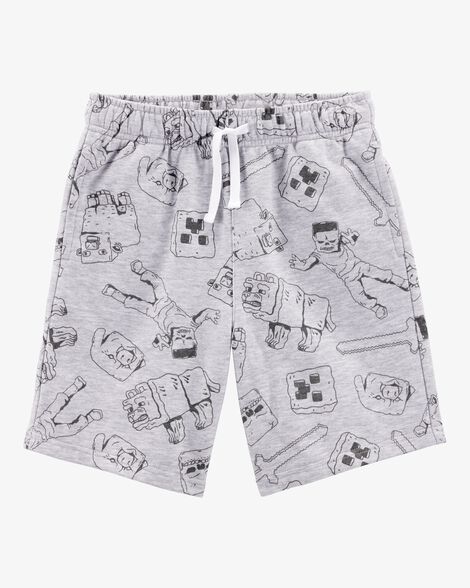  Product image 1 of Kid Minecraft Print Drawstring Shorts - Grey