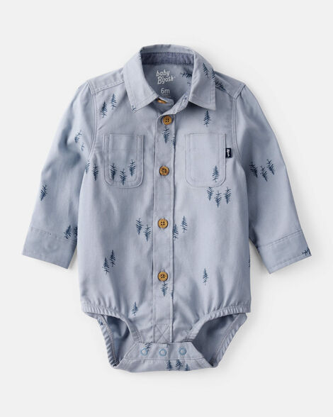 Baby Boy Woven Fashion Bodysuit - Blue