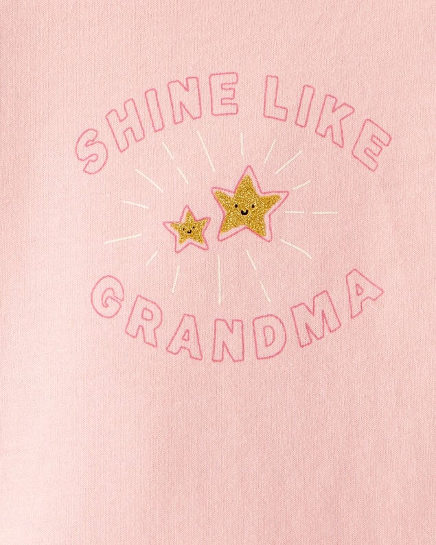 Product image 2 of Baby Girl Shine Like Grandma Cotton Long-Sleeve Graphic Bodysuit - Pink
