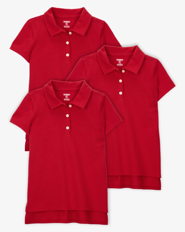 Product image 1 of Kid 3-Pack Pique Uniform Polo Shirts - Red