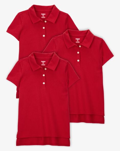 Product image 1 of Kid 3-Pack Pique Uniform Polo Shirts - Red