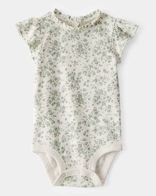 Product image 1 of Baby Ribbed Floral Short-Sleeve Bodysuit