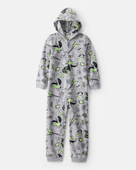 boys alligator fleece loose fit 1-piece pajamas