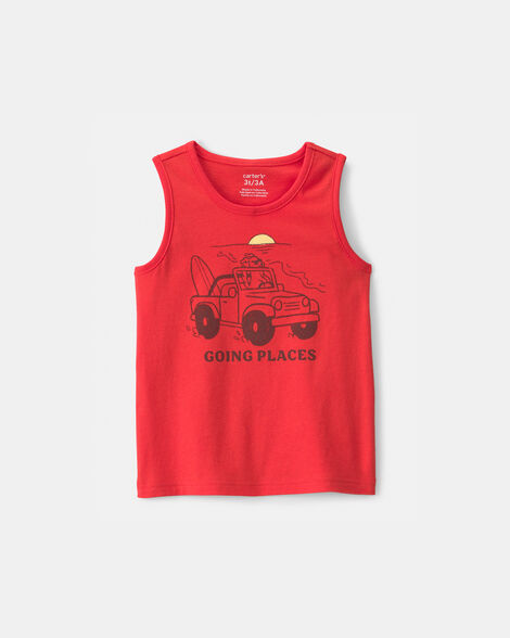baby boy beach dog graphic tank - orange