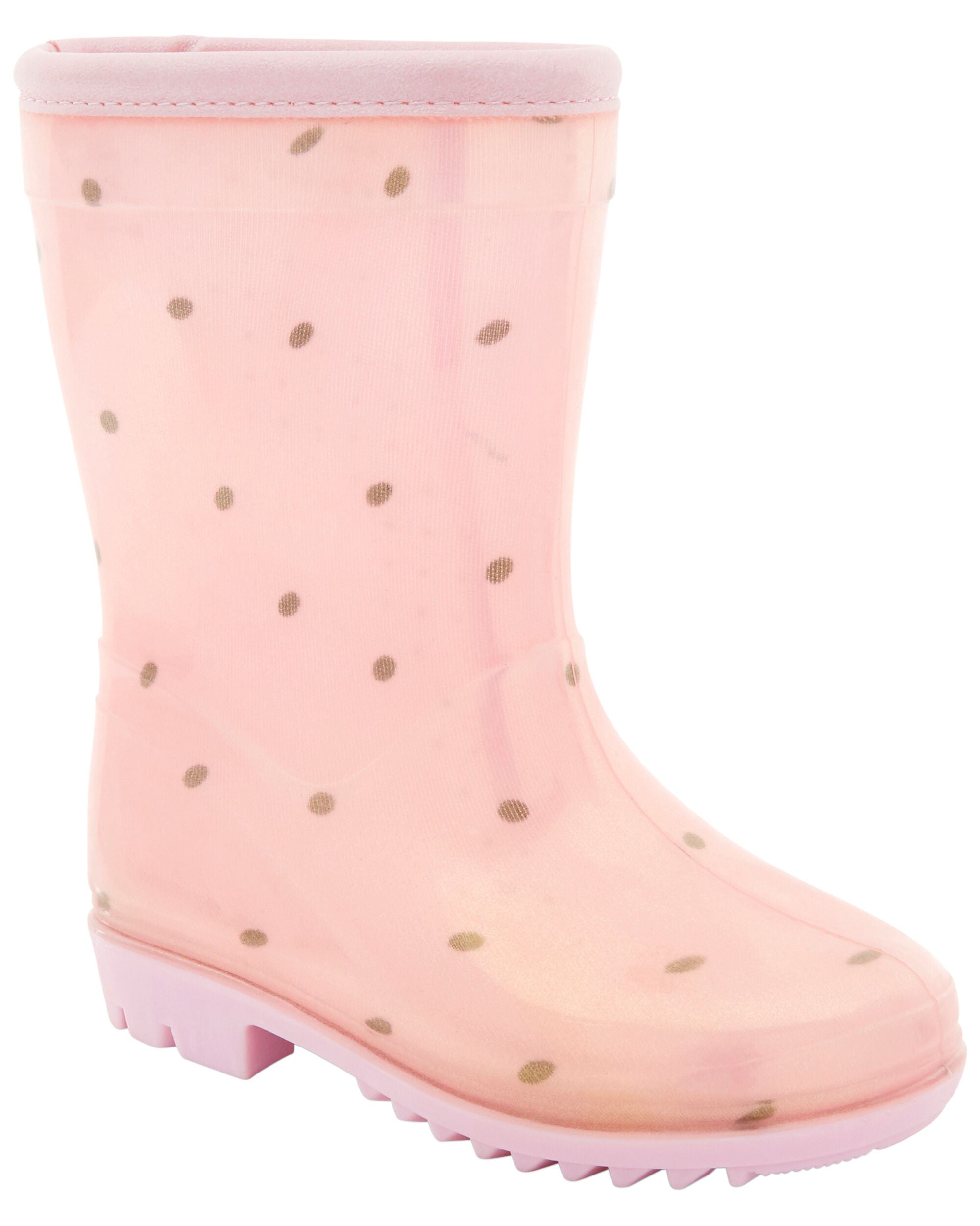 Pink polka dot rain boots deals