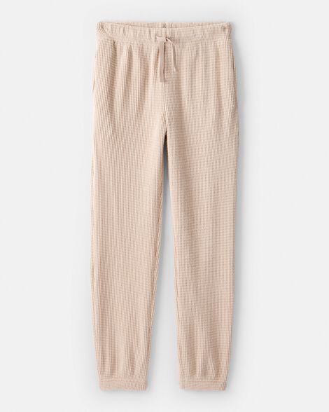 Girls Waffle Knit Joggers - Tan