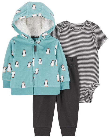Product image 1 of Baby Penguin 3-Piece Fleece Cardigan Set