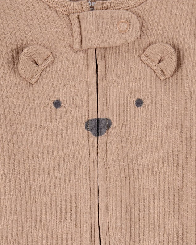 Product image 2 of Baby Bear 2-Way Zip Ribbed Sleep & Play Pajamas - Brown
