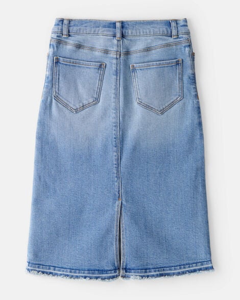 Girls Denim Midi Skirt - Blue