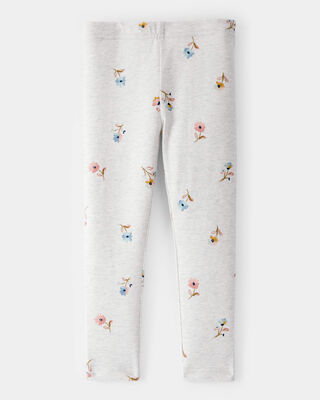 Product image 2 of Toddler Cotton Floral Stretch Leggings - Grey