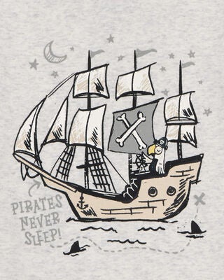 Product image 2 of Baby Pirate Print Snug Fit Cotton 4-Piece Pajamas