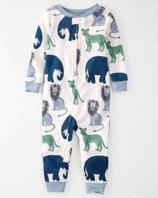 Product image 1 of Baby Organic Cotton 1-Piece Pajamas in Wildlife Print