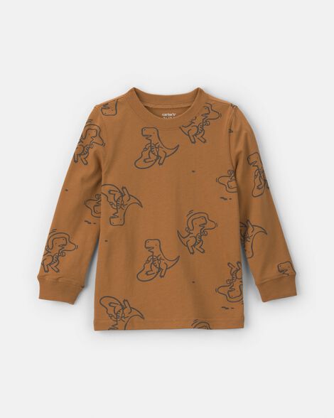 toddler boy dinosaur long-sleeve tee - brown