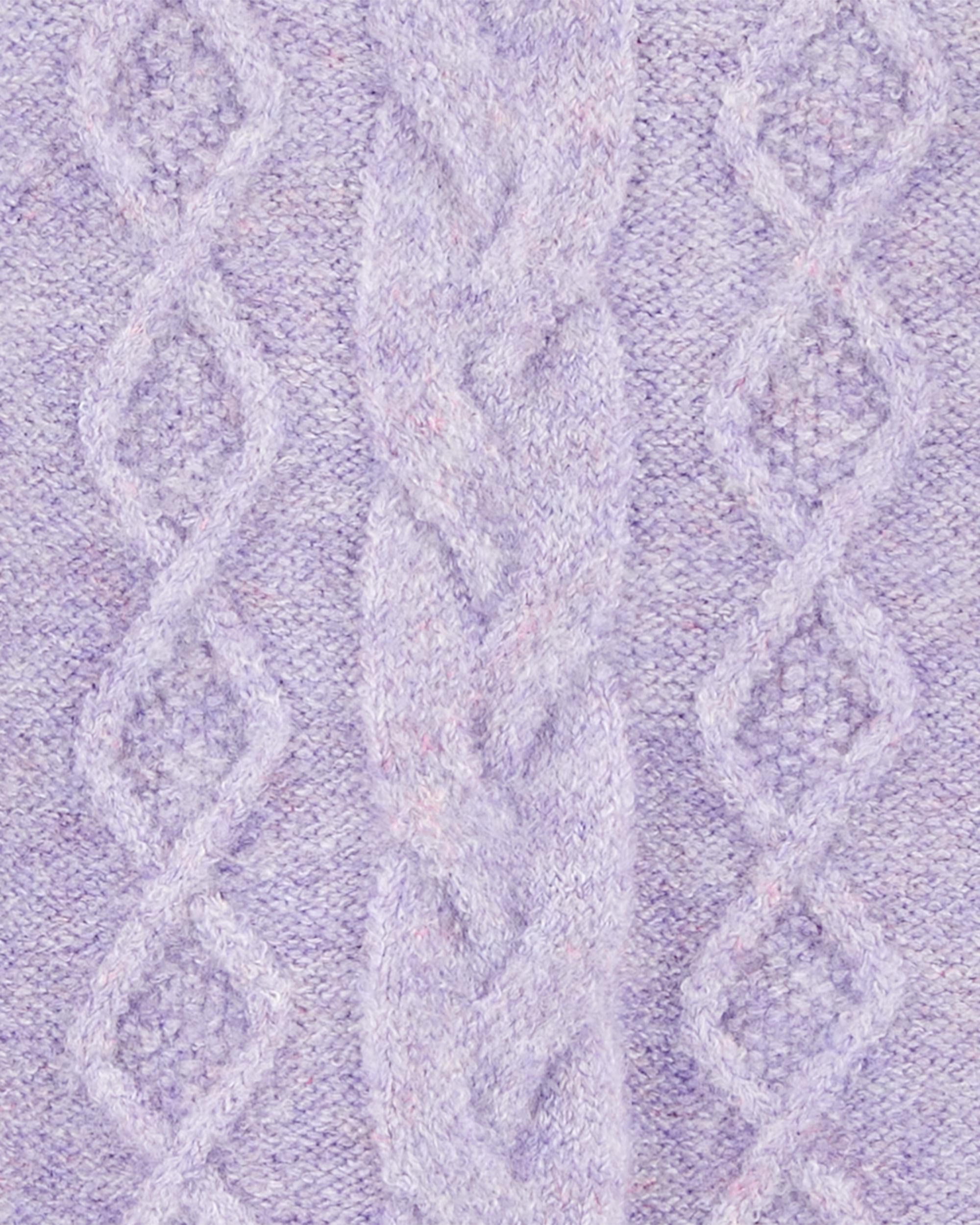 Toddler Long Sleeve Cable Knit Sweater Dress Purple