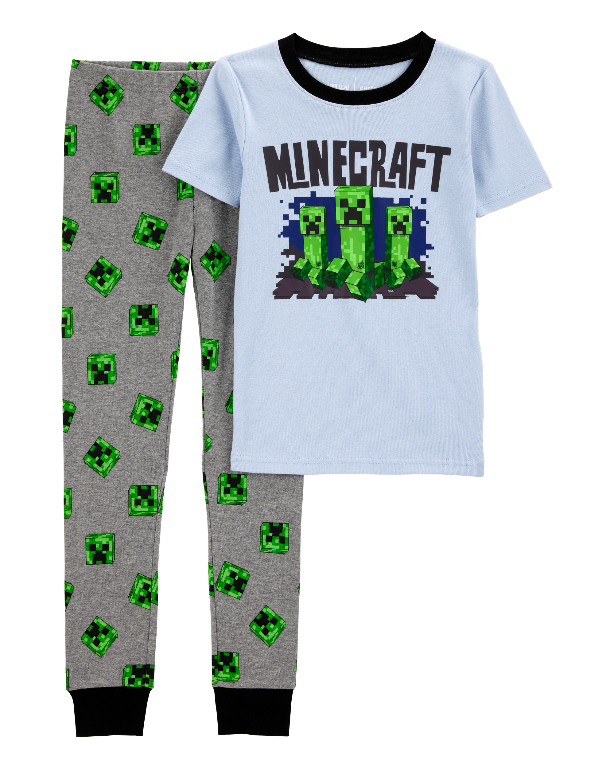 Boys Minecraft Snug Fit Cotton 2-Piece Pajamas - Blue