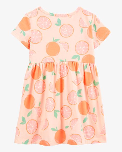  Product image 2 of Toddler Orange Print Short-Sleeve Dress