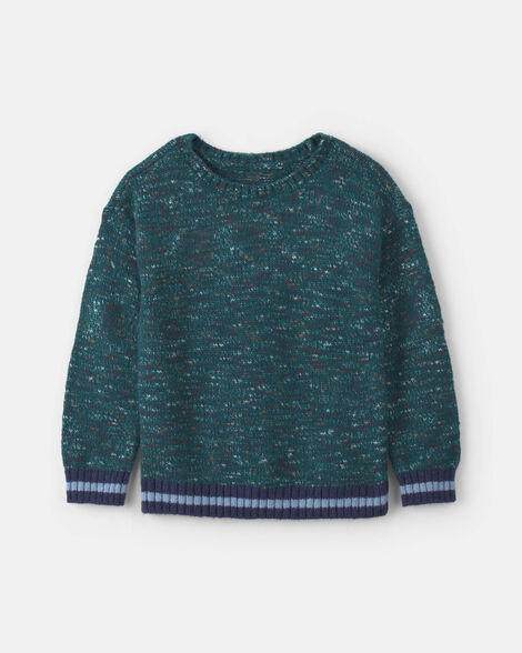 Toddler Boy Contrast Sweater - Green