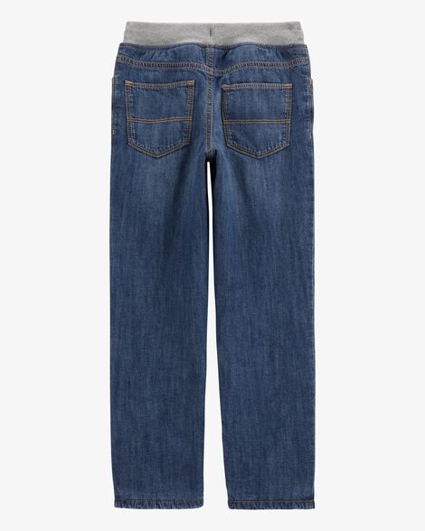 Product image 2 of Kid Drawstring Pull-On Jeans - Dark Blue