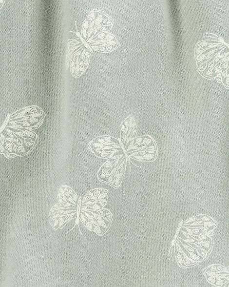 Product image 3 of Kid Butterfly Print Pull-On French Terry Shorts - Green
