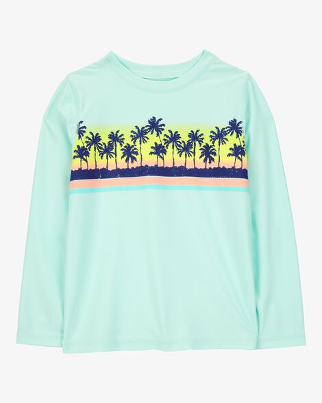  Product image 1 of Kid Palm Tree Long-Sleeve Rashguard Swim - Mint Blue