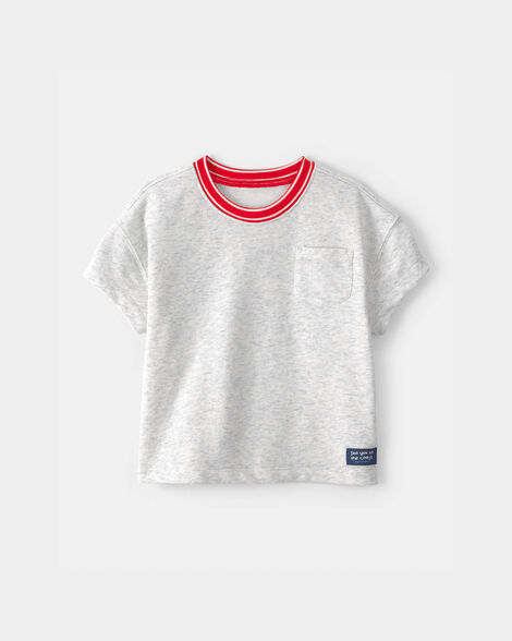 toddler boy french terry pocket t-shirt - grey