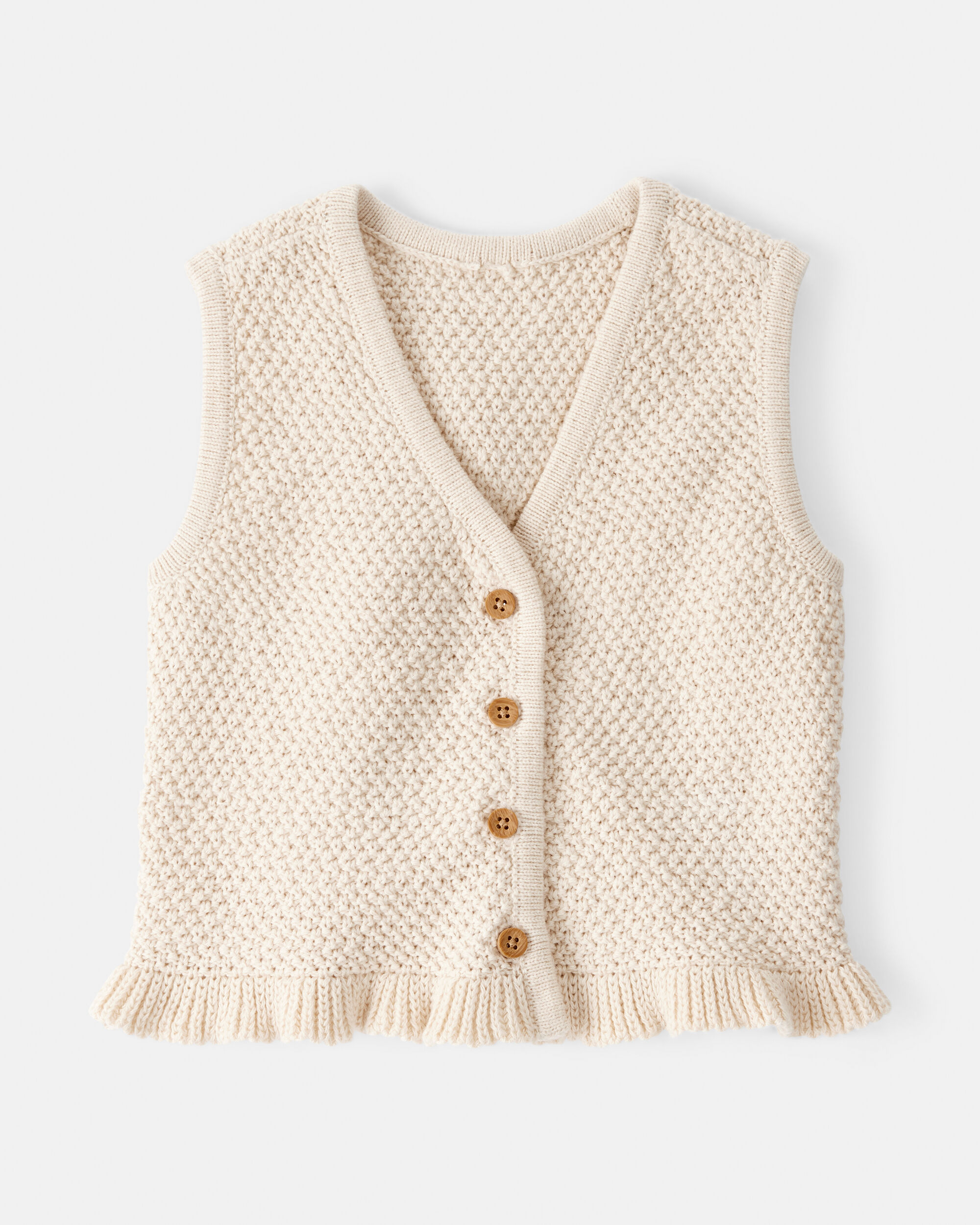 Baby Girl Button-Up Sleeveless Vest - Cream - OshKosh B'gosh
