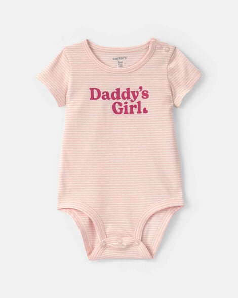 baby girl 'daddy's girl' striped short-sleeve graphic bodysuit - pink/white