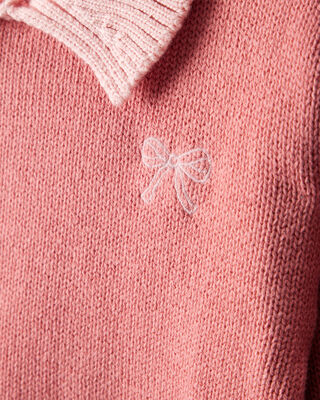 Product image 2 of Baby Girl Bow Cotton Long-Sleeve Sweater - Pink