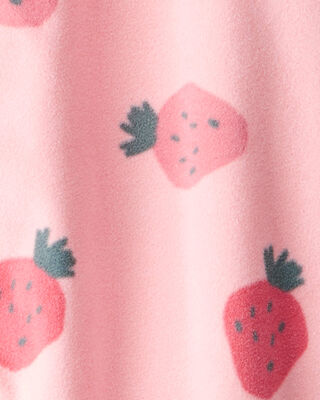 Product image 2 of Kid 1-Piece Strawberry Fleece Footie Pajamas - Pink