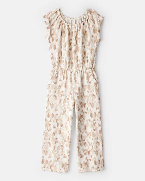  Product image 1 of Girls Floral Short-Sleeve French Terry Jumpsuit