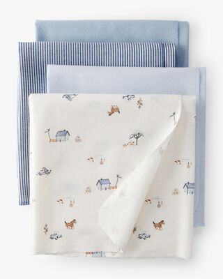 Product image 1 of Baby 4-Pack Receiving Blankets - Blue