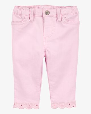 Product image 1 of Baby Woven Embroidered Hem Pants - Pink