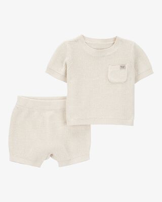 Product image 1 of Baby 2-Piece Knit Tee & Short Set - Khaki