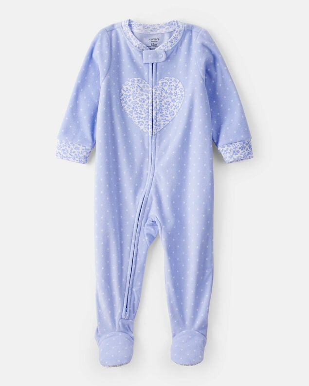 Baby Girl Peppermint Print DreamPlush Long-Sleeve Snug Fit 1-Piece Pajamas - Pink