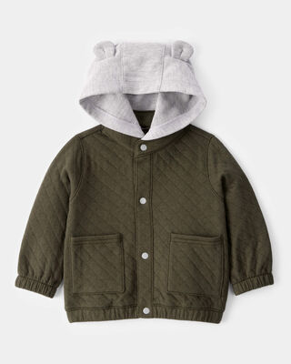 Product image 1 of Baby Quilted Snap-Up Hoodie - Olive