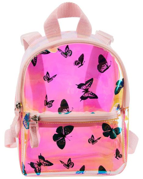 butterfly iridescent mini backpack - pink
