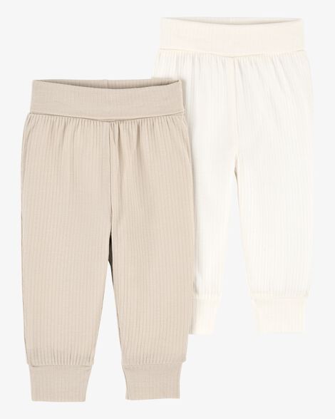  Product image 1 of Baby Girl 2-Pack PurelySoft Pull-On Pants - Khaki/Ivory