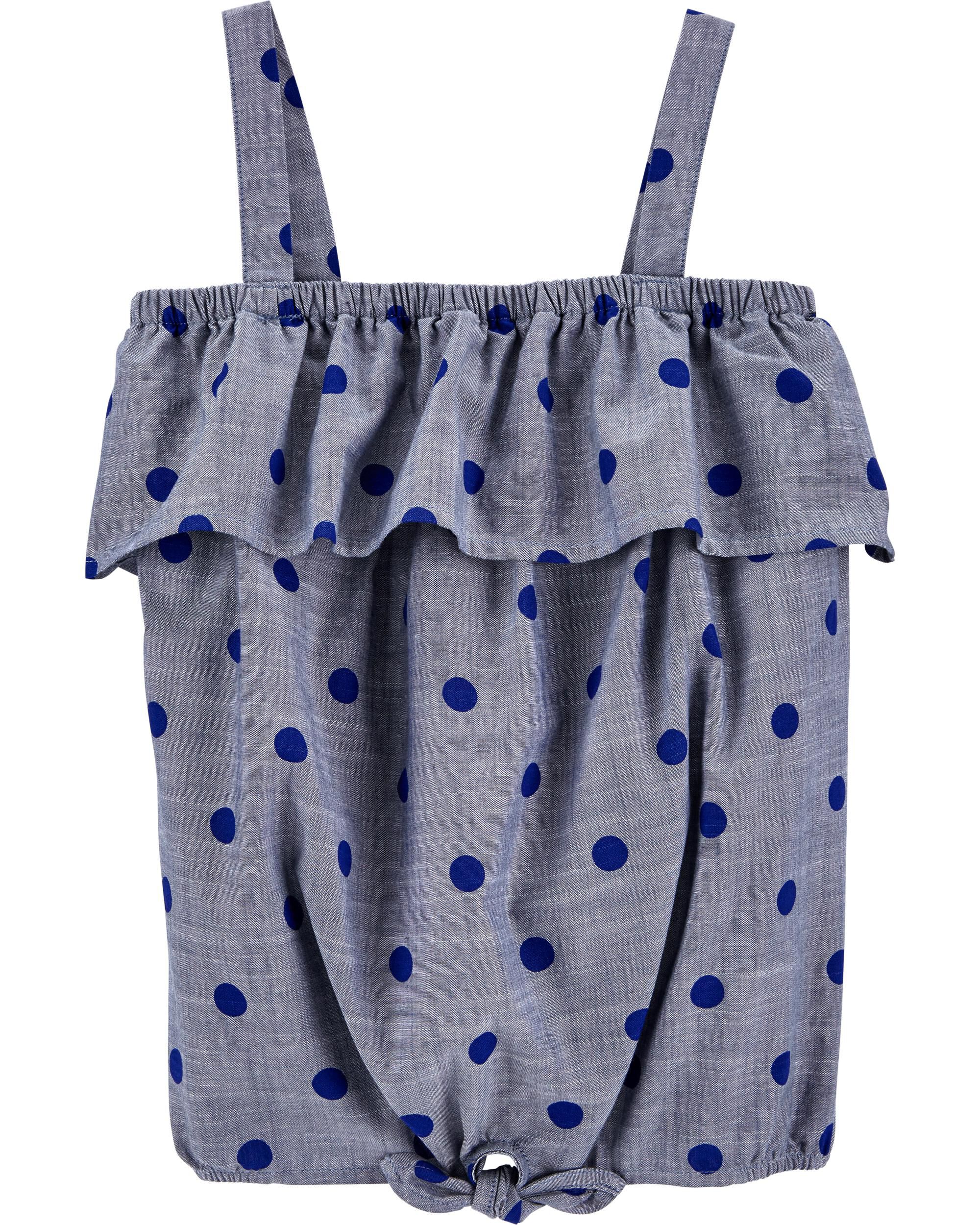 *CLEARANCE* Chambray Dot Ruffle Tank
