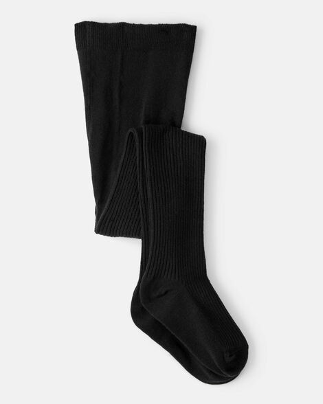 girls rib tights - black