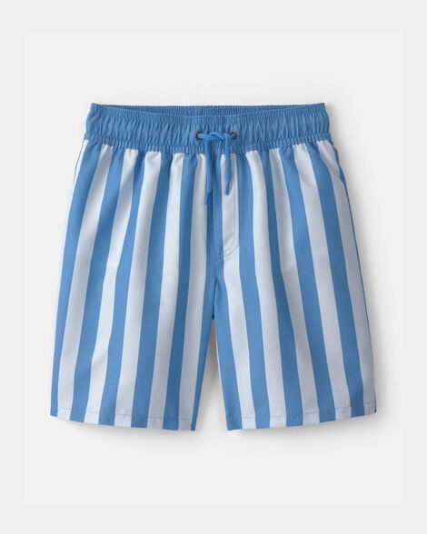 boys striped swim trunks - blue