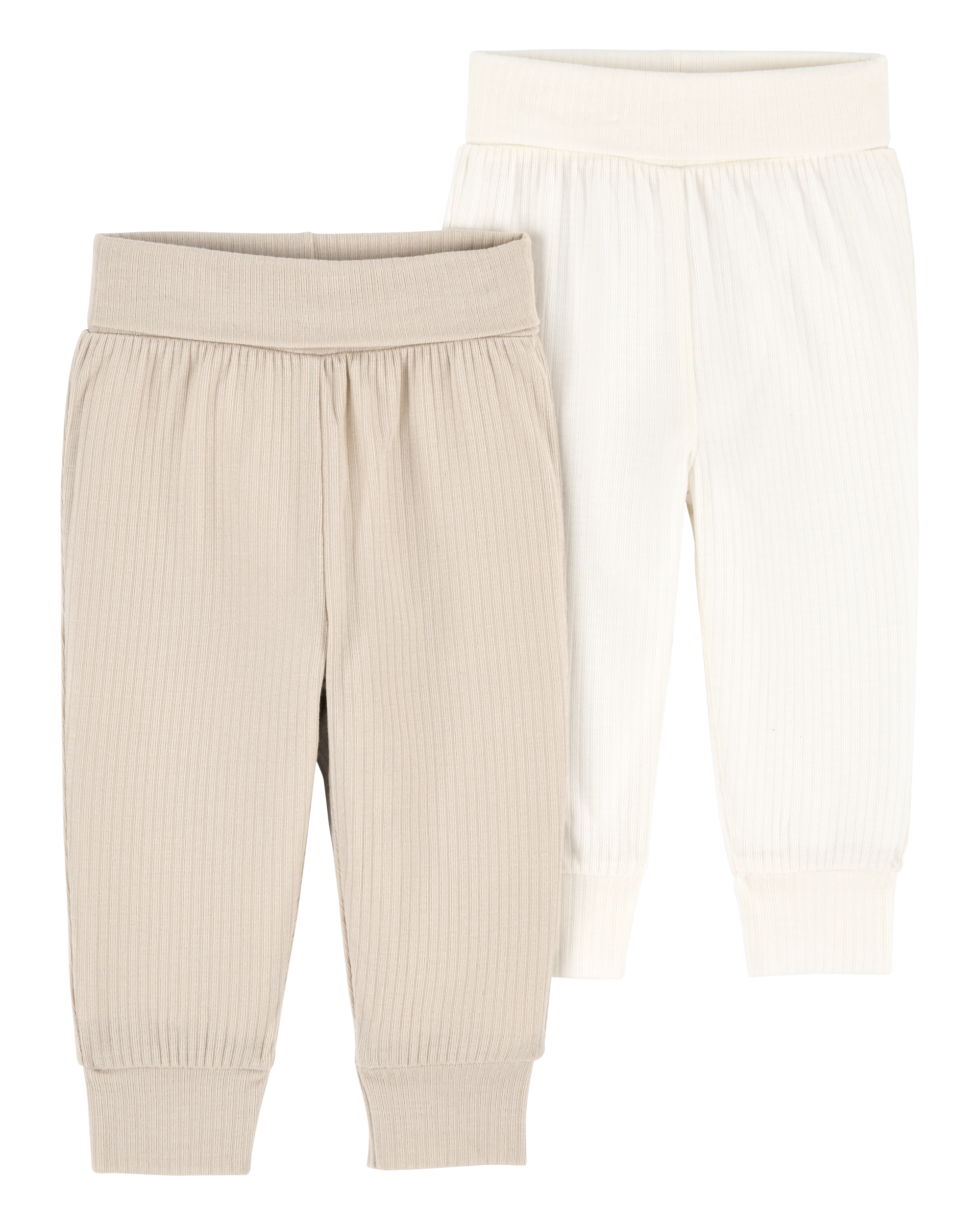 Baby Girl 2-Pack PurelySoft Pull-On Pants - Khaki/Ivory