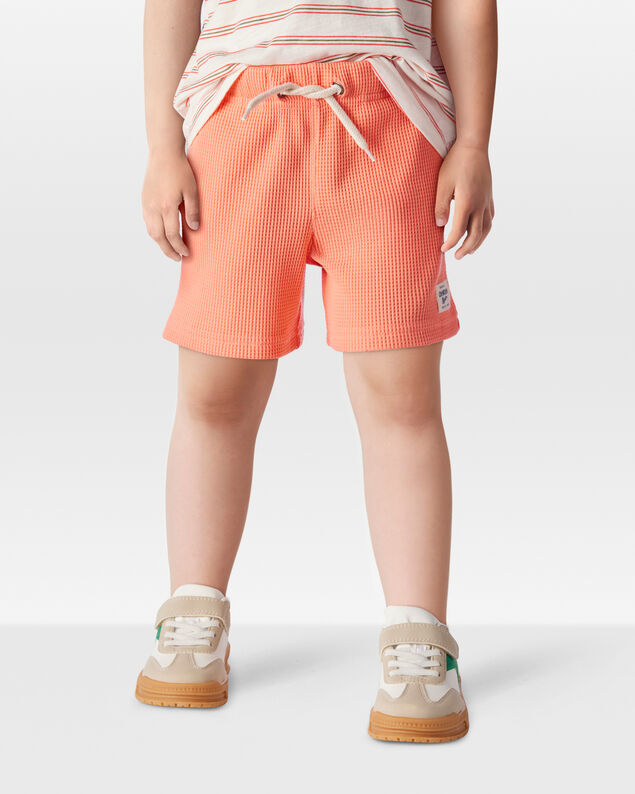 Product image 2 of Toddler Waffle Knit Drawstring Shorts - Orange
