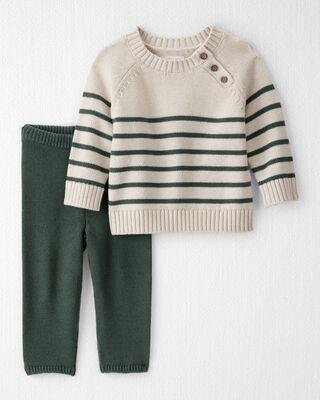Product image 1 of Baby 2-Piece Organic Cotton Sweater Knit Set in Stripes