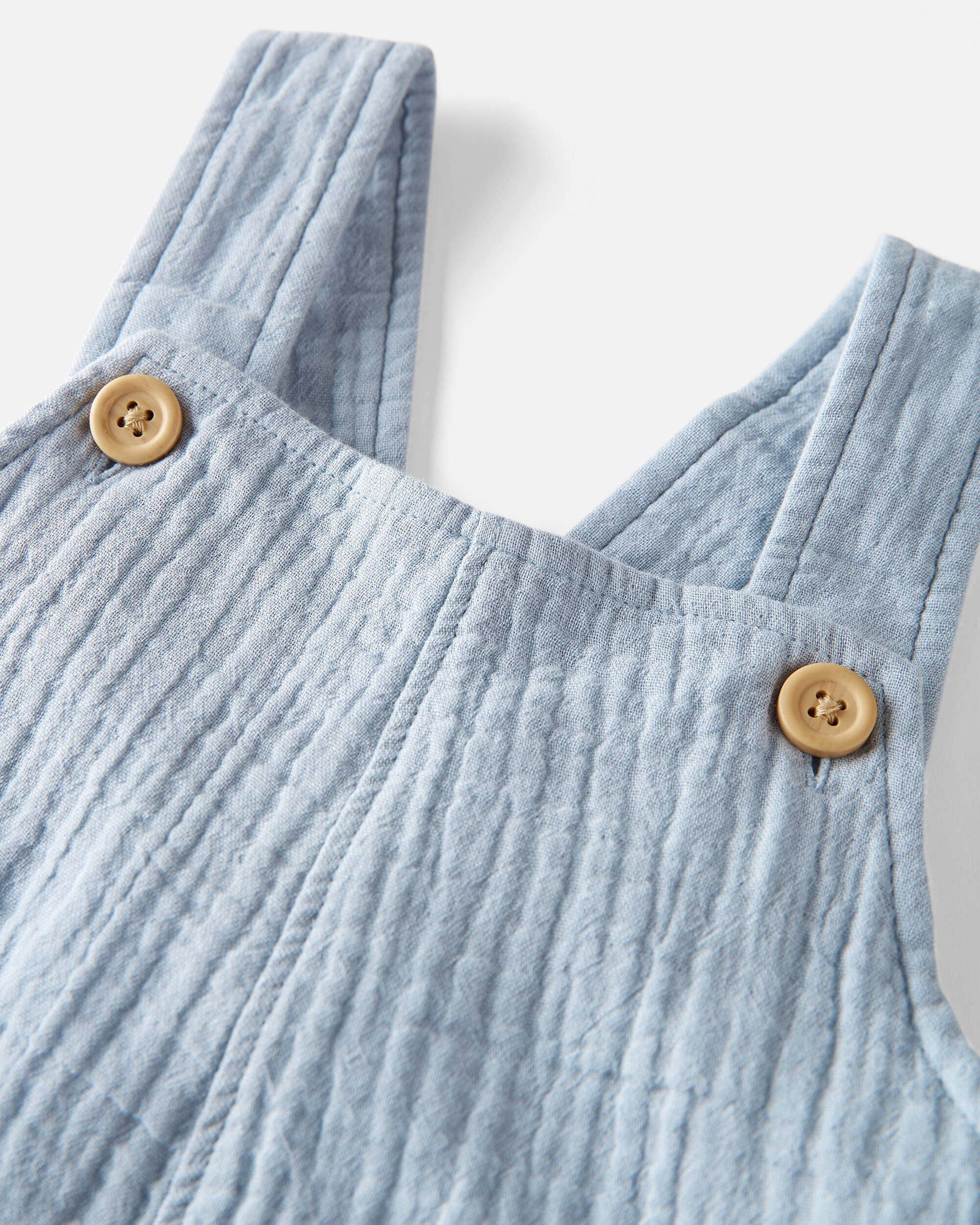 Toddler Organic Cotton Gauze Shortalls in Seal Blue - Little