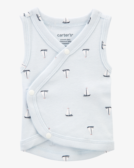 baby boy preemie sailboat tank - blue