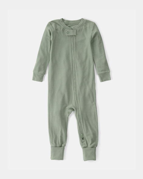 baby purelysoft 2-way zip 1-piece pajama - green