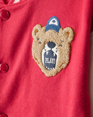 Product image 2 of Toddler Boy Bear Varsity Jacket - Red/Ivory