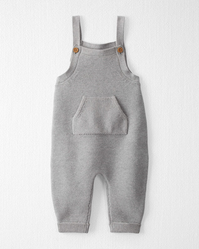Product image 1 of Baby Organic Cotton Sweater Knit Overalls in Heather Grey