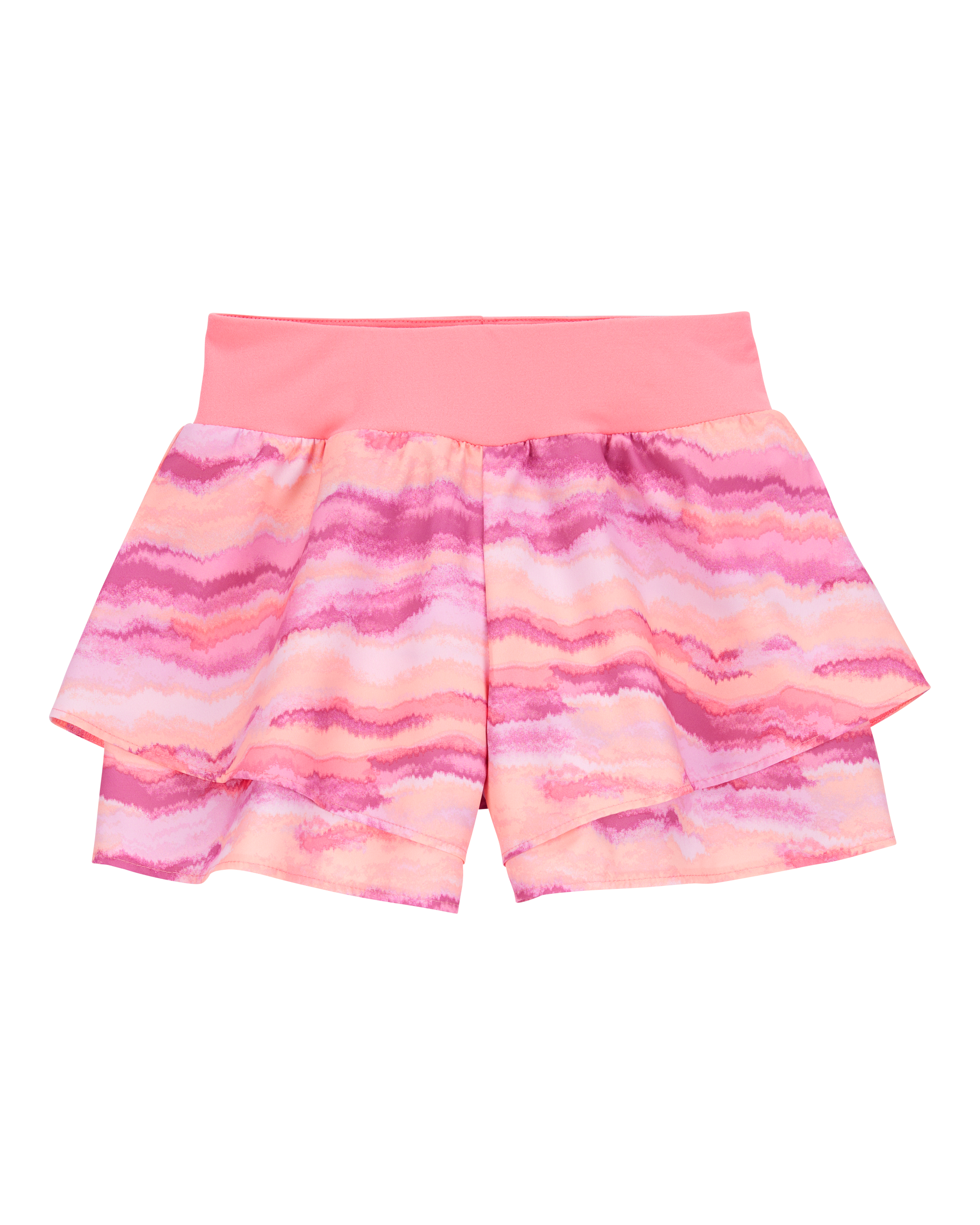 Kid Flowy Tie-Dye Layered Flip Short - Orange/Pink