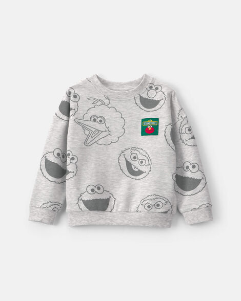 toddler sesame street™ fleece pullover sweatshirt - grey